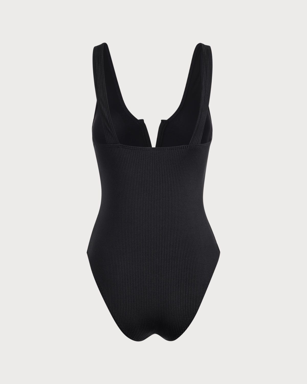 The Black V Neck Notched One-Piece Swimsuit sold by rihoas product image thumbnail 6
