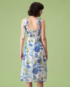 The Sweetheart Neck Tie Shoulder Floral Midi Dress sold by rihoas