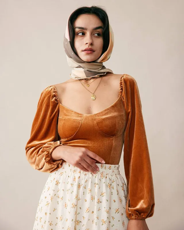The Velvet Smocked Fitted Blouse sold by rihoas
