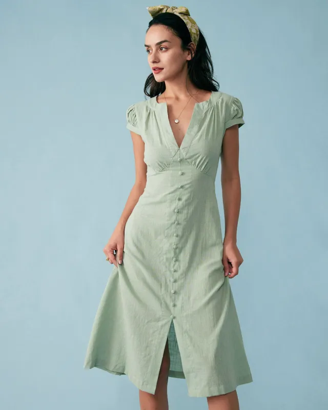 Cap Sleeve Split Hem Midi Dress sold by rihoas