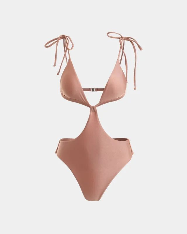 The Tie Straps Cutout One-piece Swimsuit sold by rihoas