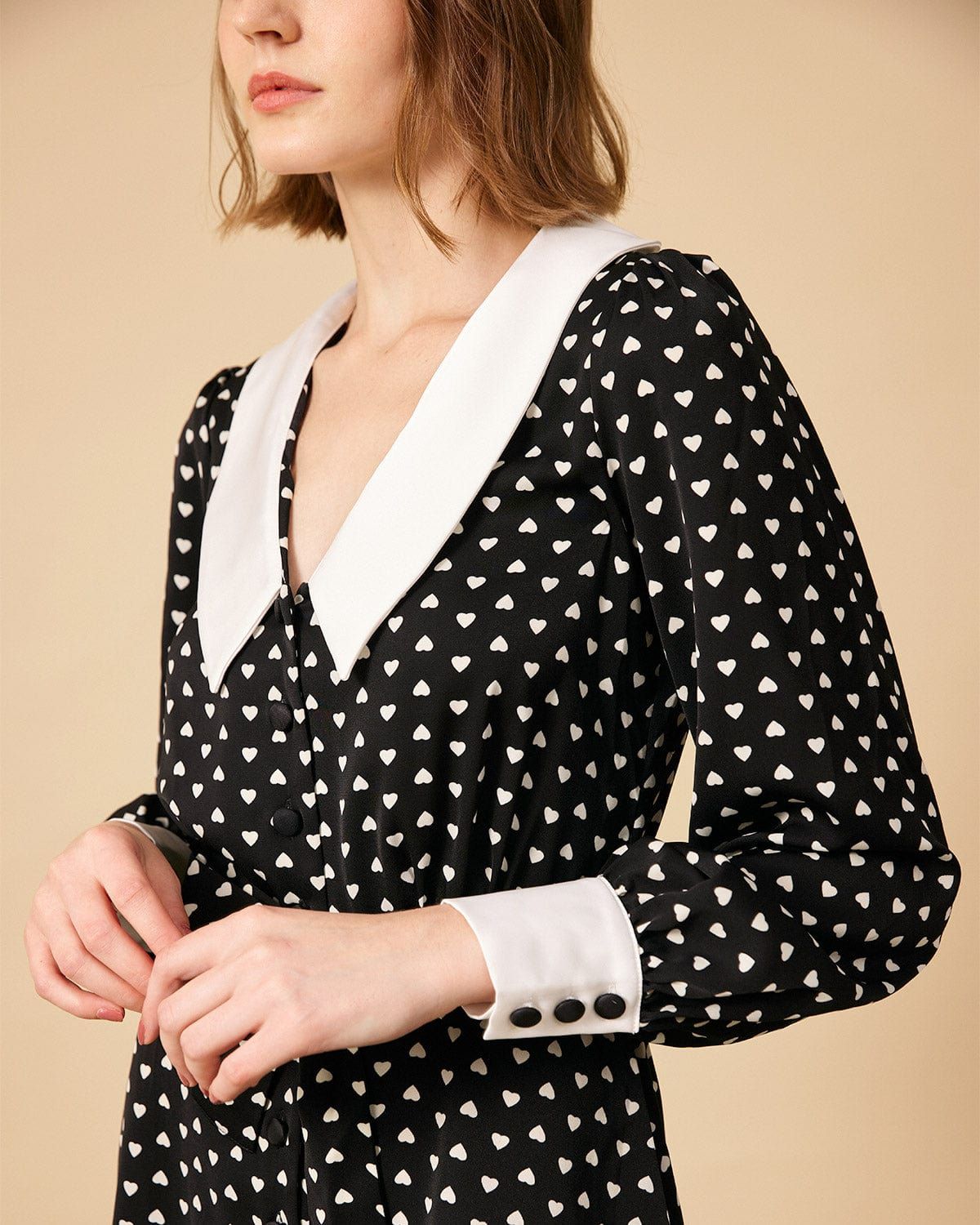 The Heart Print Splicing Mini Dress sold by rihoas product image thumbnail 2