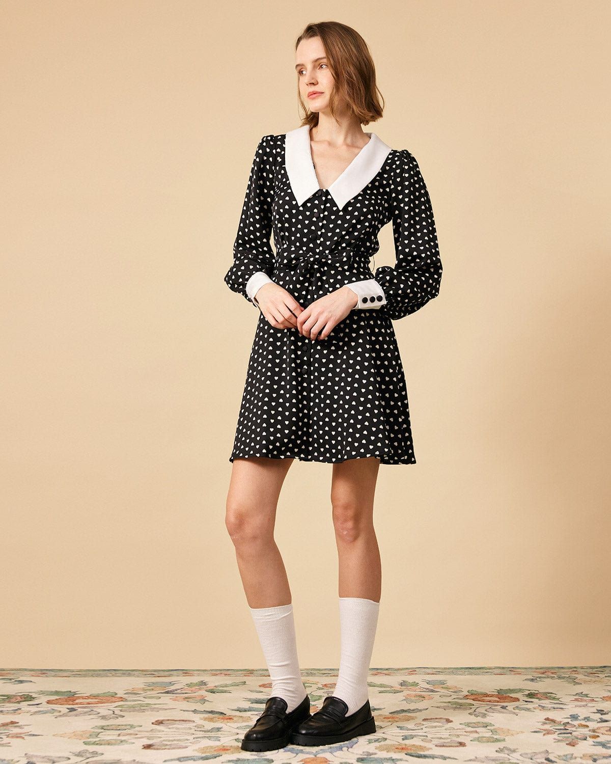 The Heart Print Splicing Mini Dress sold by rihoas product image thumbnail 4