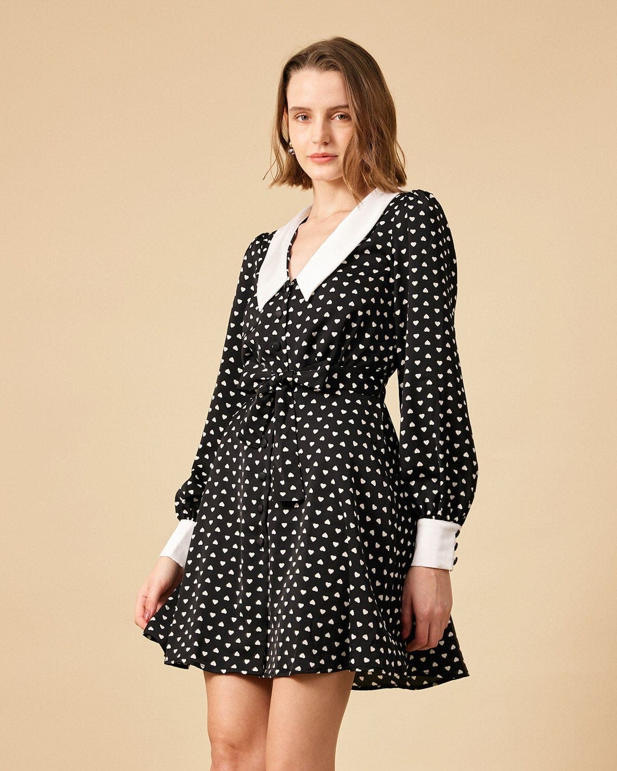 The Heart Print Splicing Mini Dress sold by rihoas product image thumbnail 3