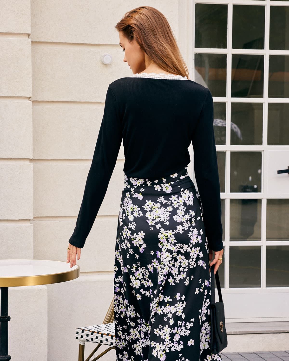 The Black Square Neck Lace Trim Knit Top sold by rihoas product image thumbnail 5