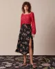 The Red Square Neck Button Puff Sleeve Blouse sold by rihoas