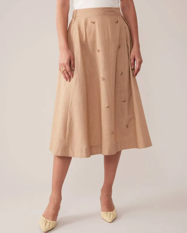 Curved Front Elastic Waist Midi Skirt made by rihoas
