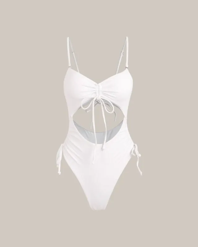 The Ruched Drawstring One-piece Swimsuit sold by rihoas