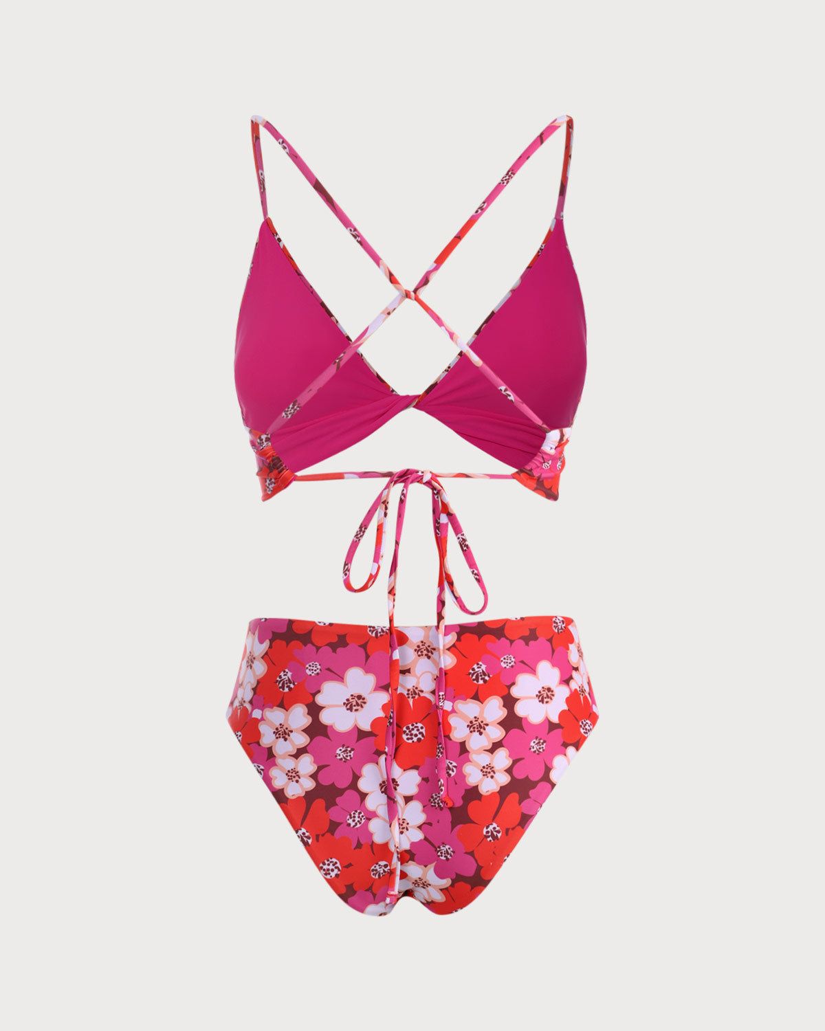 The Rose Red Floral Reversible Bikini Set sold by rihoas product image thumbnail 8