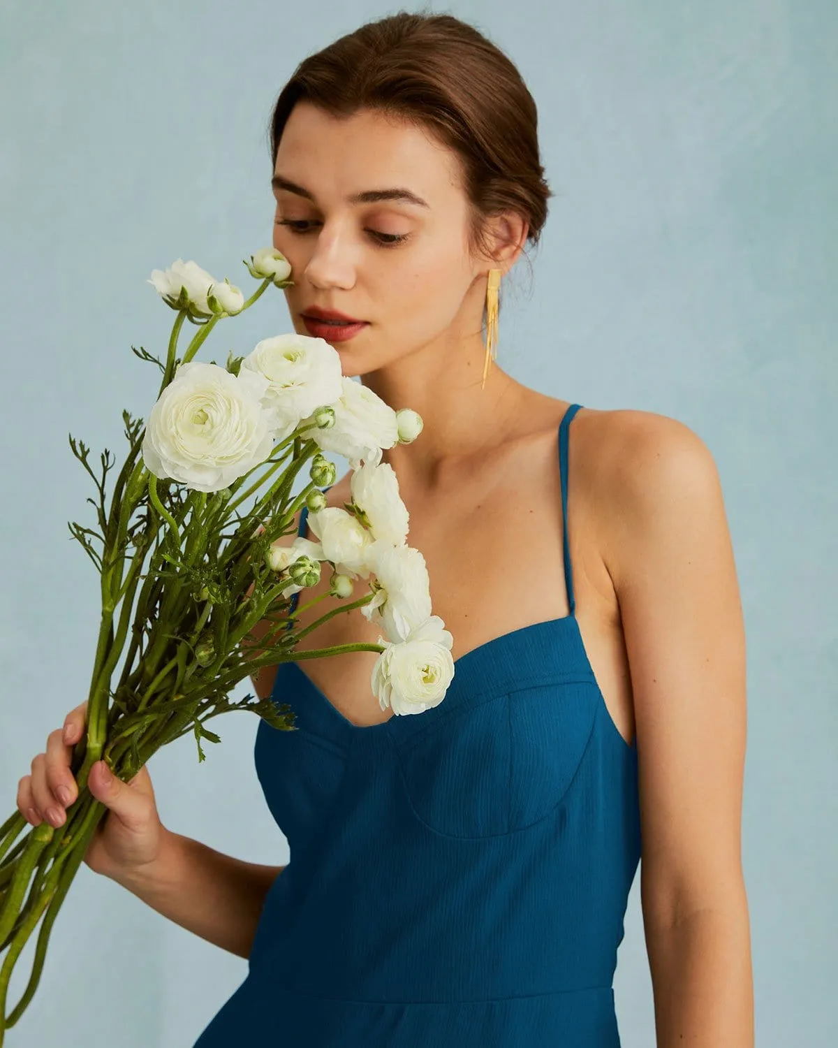 The Navy Sweetheart Neck Cross Back Maxi Dress sold by rihoas product image thumbnail 2