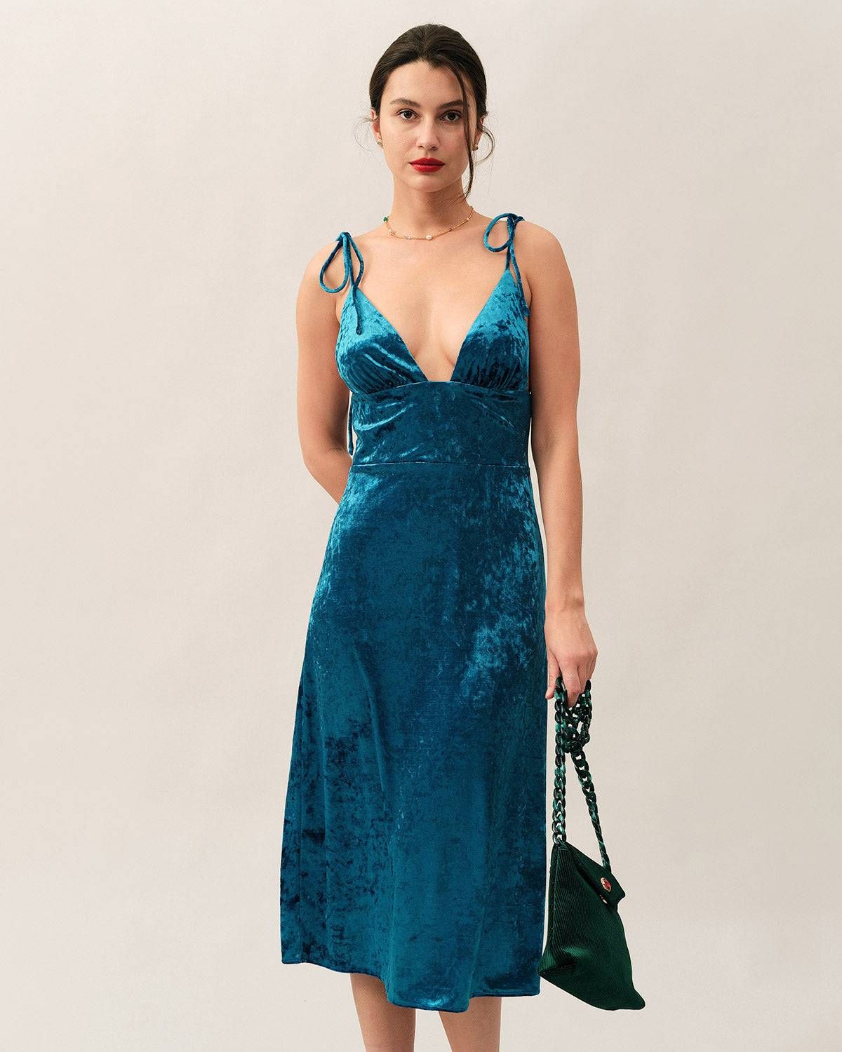 The Velvet Backless Tie Strap Midi Dress sold by rihoas