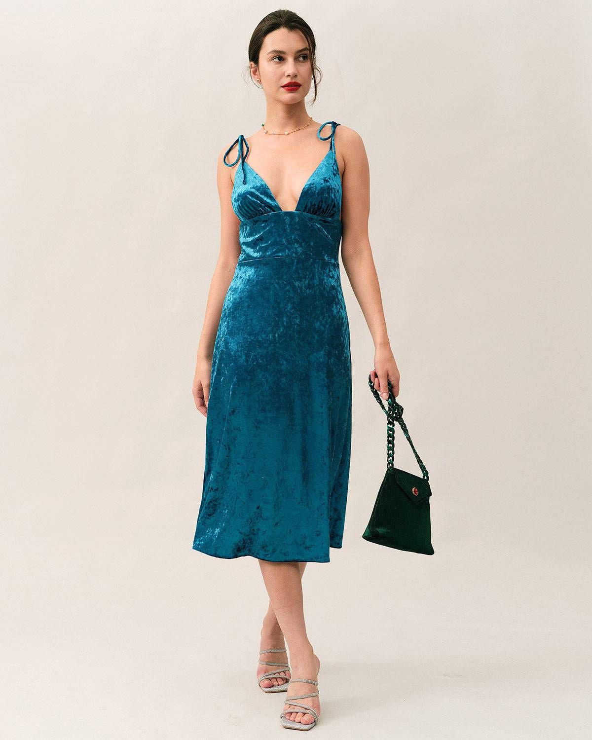 The Velvet Backless Tie Strap Midi Dress sold by rihoas product image thumbnail 4