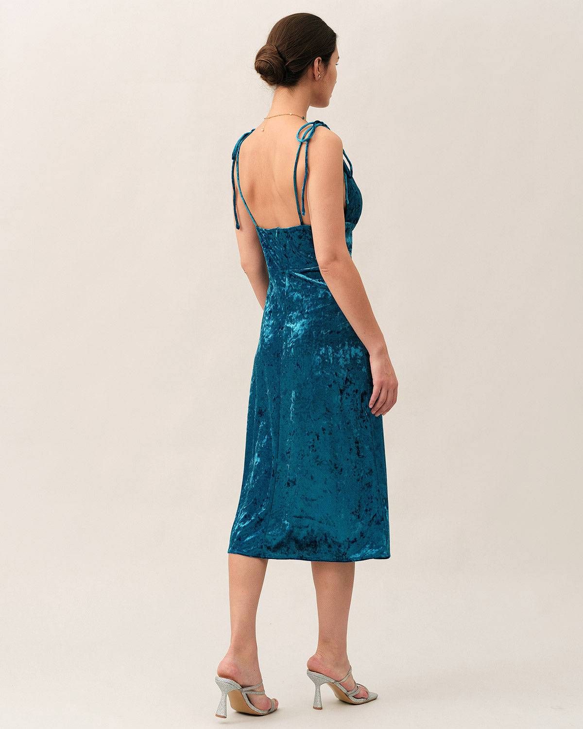 The Velvet Backless Tie Strap Midi Dress sold by rihoas product image thumbnail 5