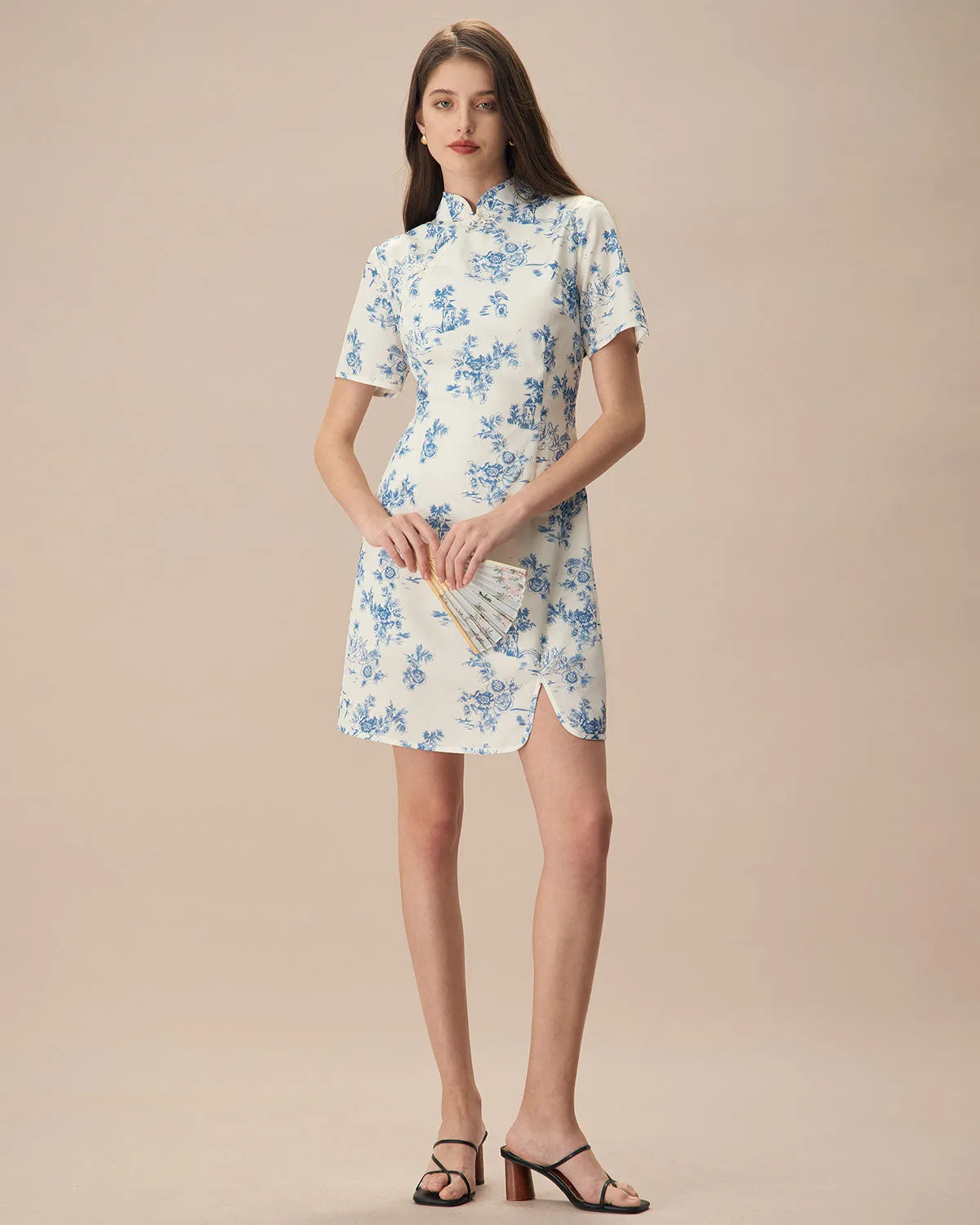 The Blue Mandarin Collar Floral Cheongsam sold by rihoas product image thumbnail 4