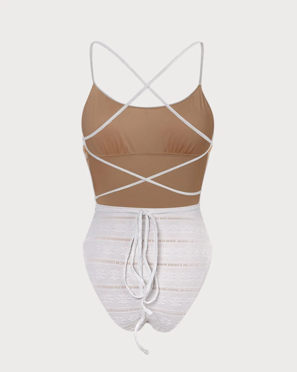 The White Backless Tie One-Piece Swimsuit sold by rihoas product image thumbnail 3