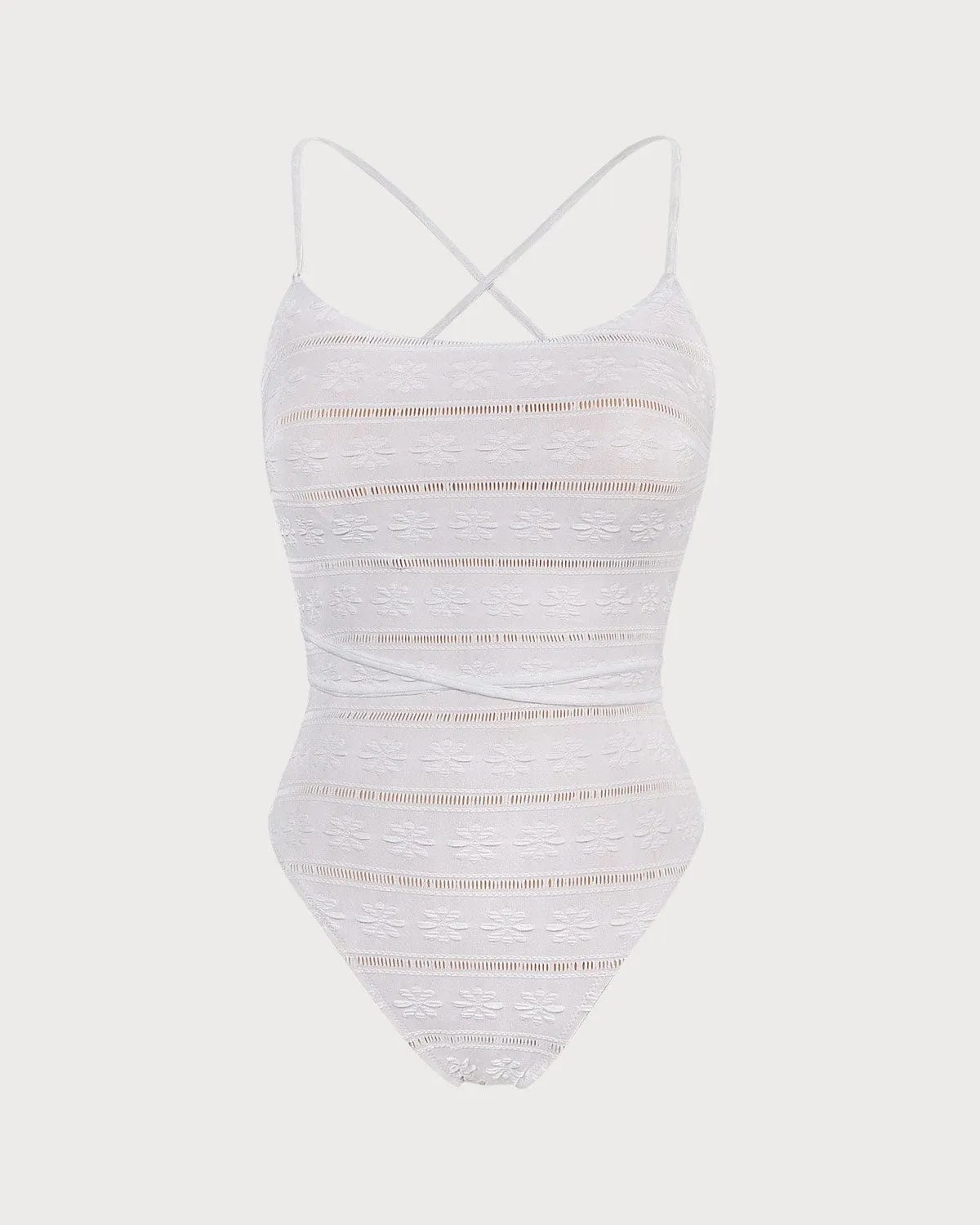 The White Backless Tie One-Piece Swimsuit sold by rihoas