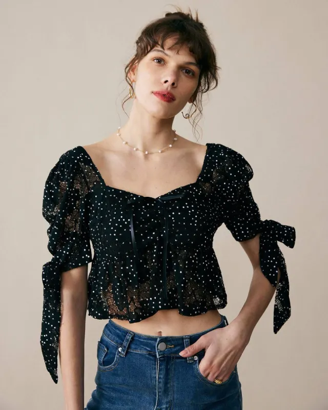 The Bowknot Detailing Polka Dot Blouse sold by rihoas