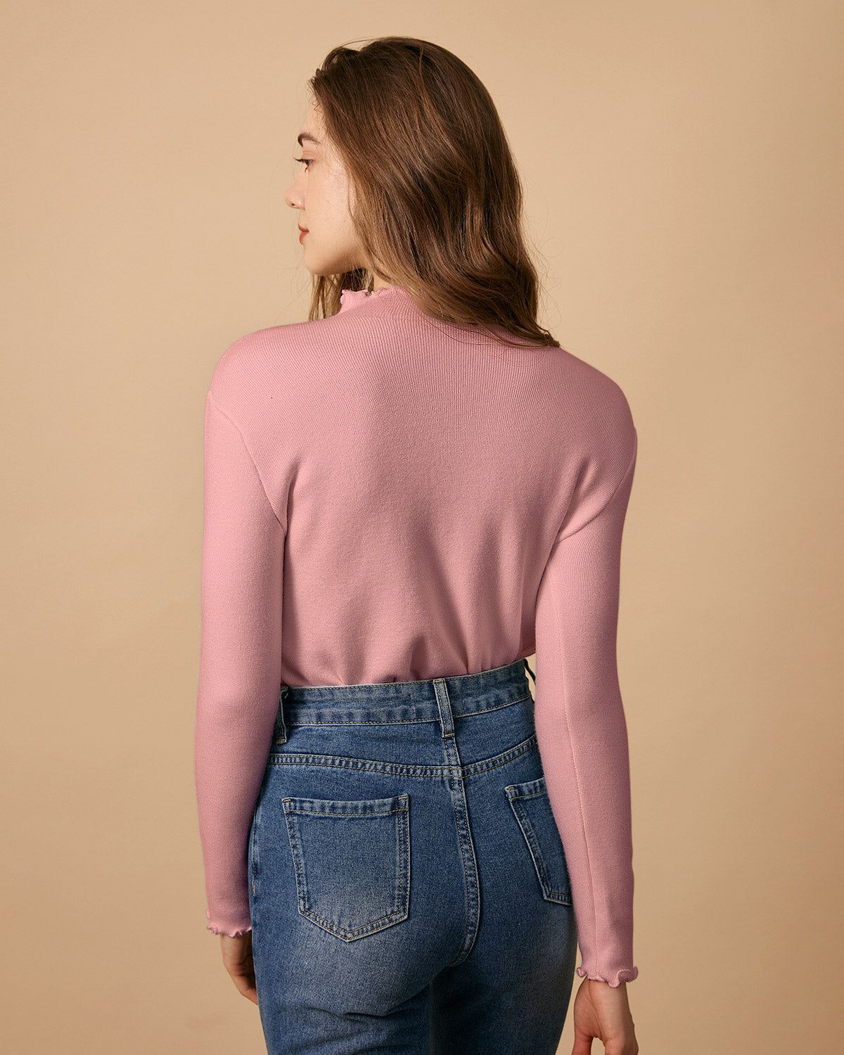 The Mock Neck Frill Trim Knit Top sold by rihoas product image thumbnail 8