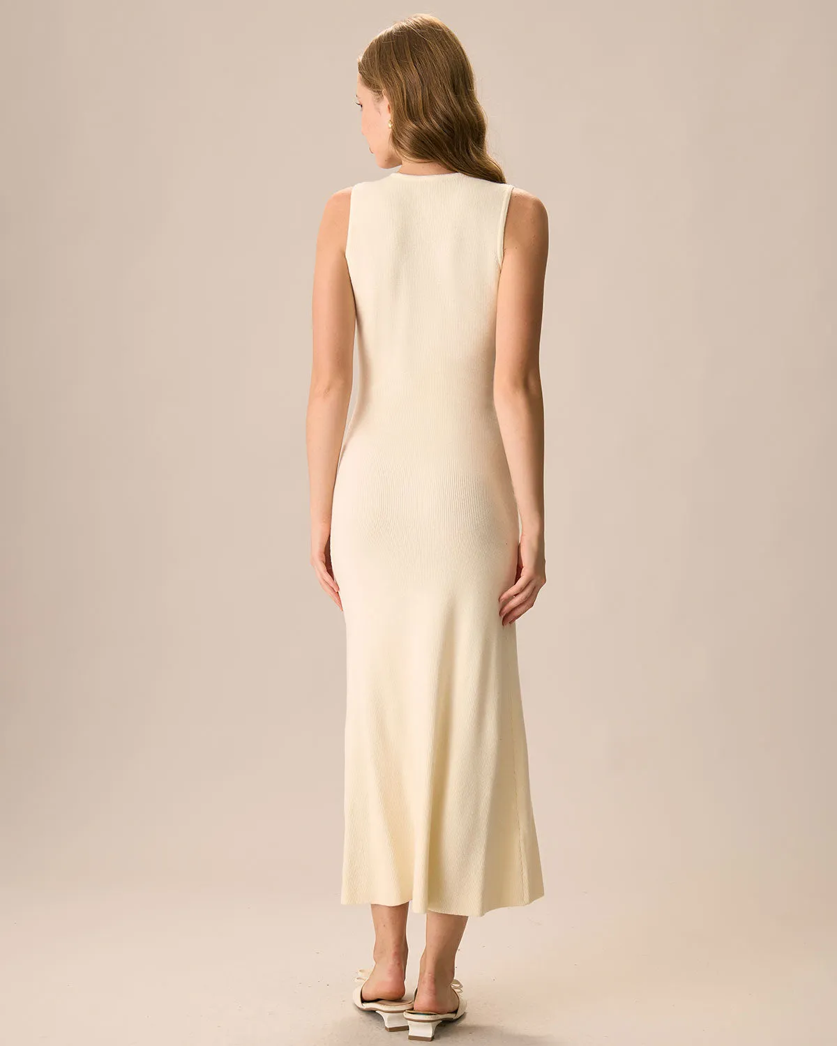 Women's Apricot Button-up Sweater Maxi Dress sold by rihoas product image thumbnail 5