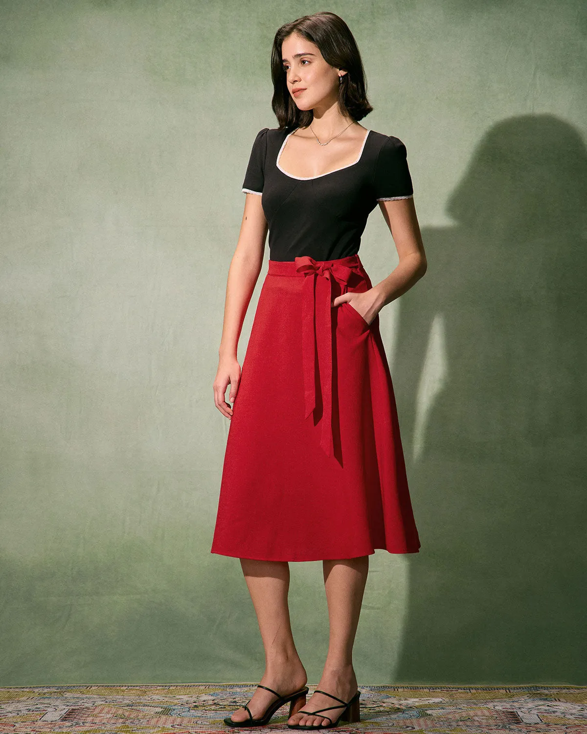 The Black Square Neck Lace Trim Tee sold by rihoas product image thumbnail 5