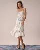 The Beige Floral Split Hem Slip Midi Dress sold by rihoas