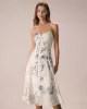 The Beige Floral Split Hem Slip Midi Dress sold by rihoas