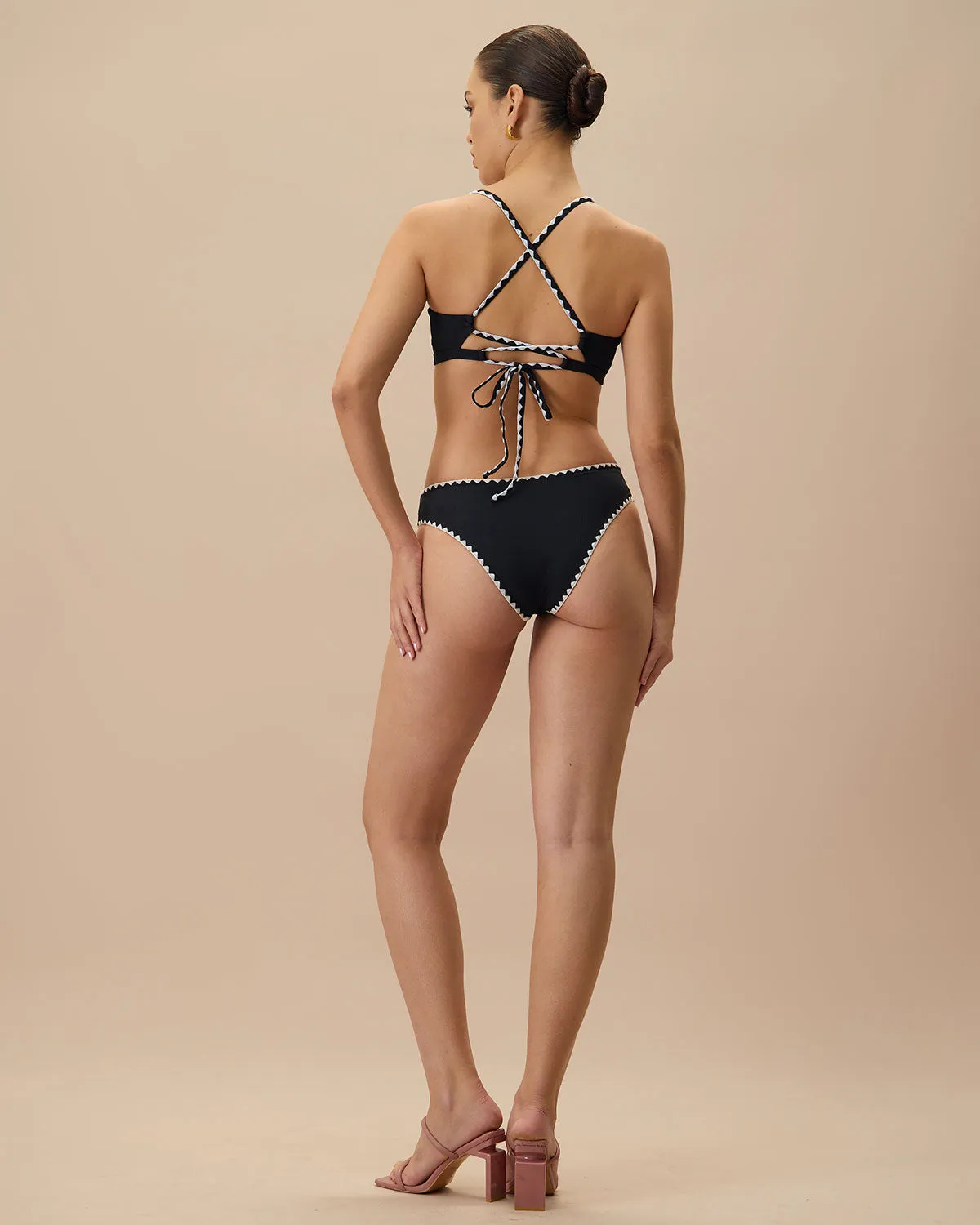 The Black Contrast Ribbed Bikini Top sold by rihoas product image thumbnail 4