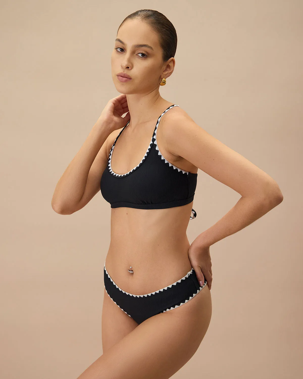 The Black Contrast Ribbed Bikini Top sold by rihoas product image thumbnail 2