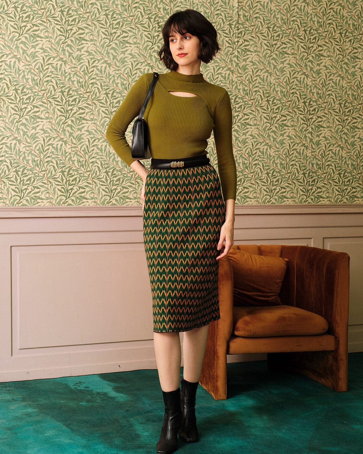 The High Waisted Floral Midi Skirt sold by rihoas product image thumbnail 2