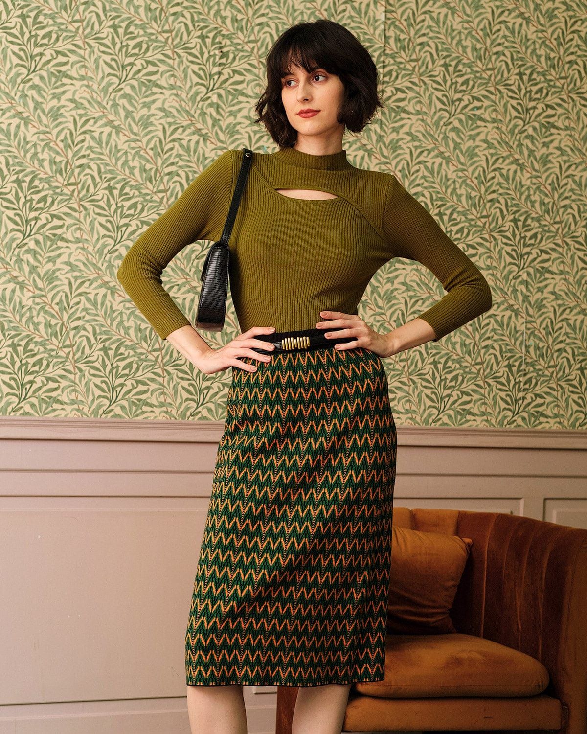 The High Waisted Floral Midi Skirt sold by rihoas product image thumbnail 5