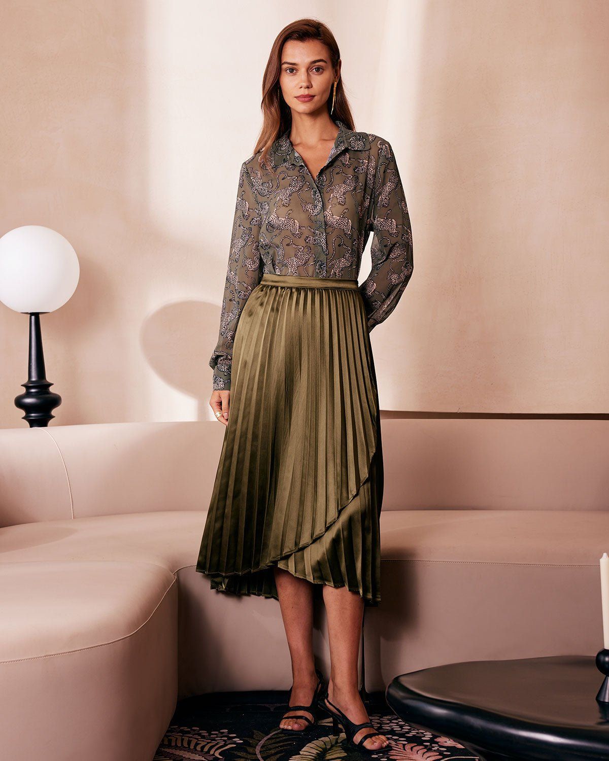 The Green Collared Cheetah Print Sheer Shirt sold by rihoas product image thumbnail 2