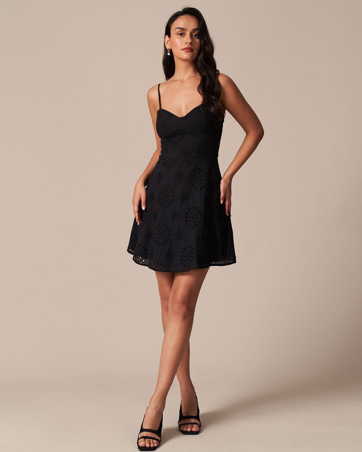 The Black Eyelet Embroidery A-Line Mini Dress sold by rihoas product image thumbnail 3