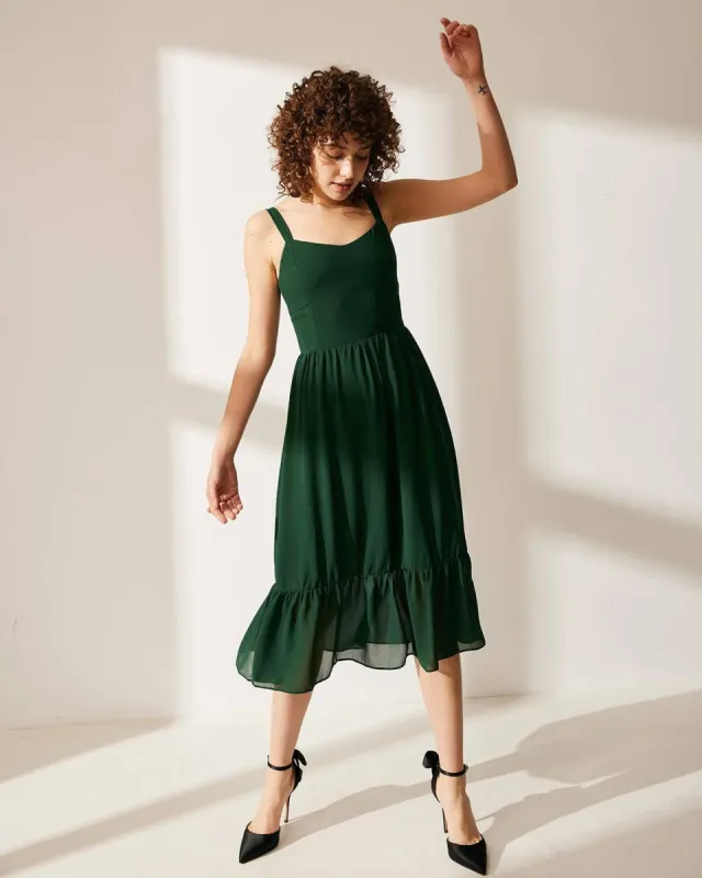 The Ruffle Hem Smocked Strap Dress sold by rihoas