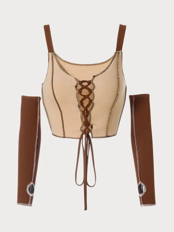 The Lace-up Tank Top sold by rihoas