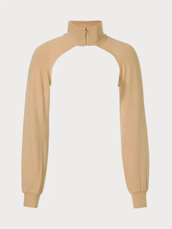 The Mock Neck Zipper Shrug Tee sold by rihoas