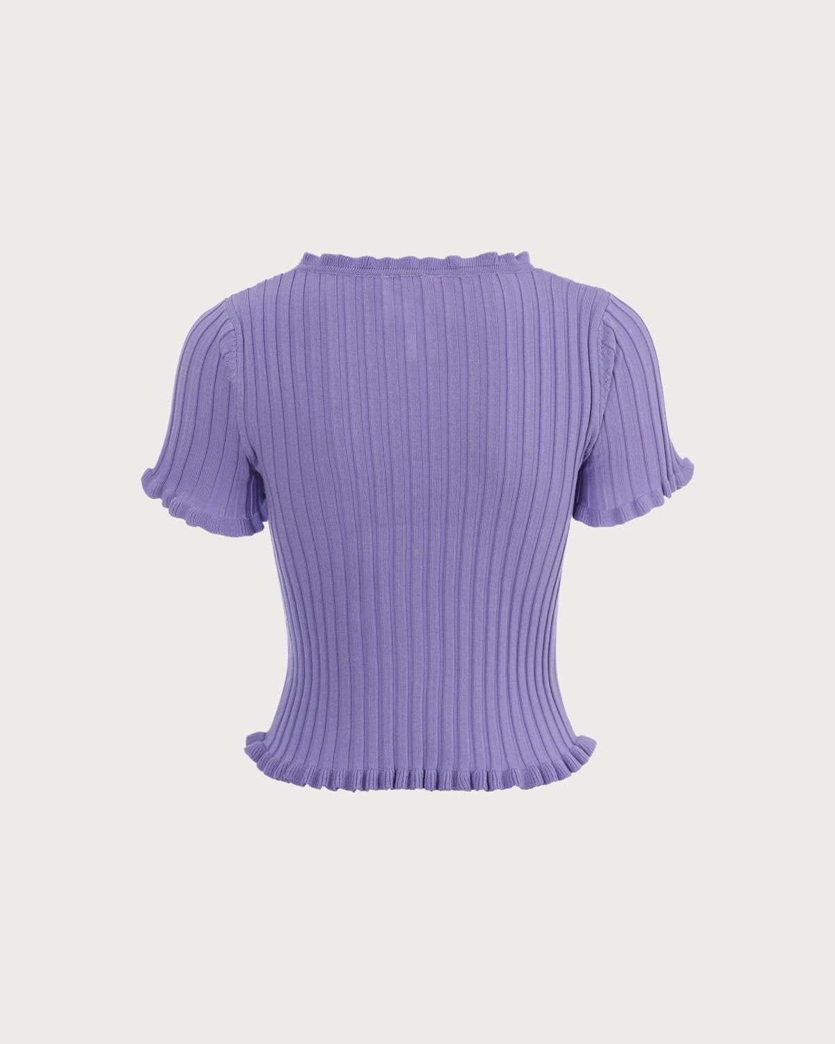 The Purple V Neck Frill Trim Knit Top sold by rihoas product image thumbnail 8