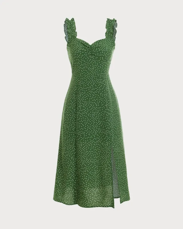 The Frill Trim Side Split Midi Dress sold by rihoas