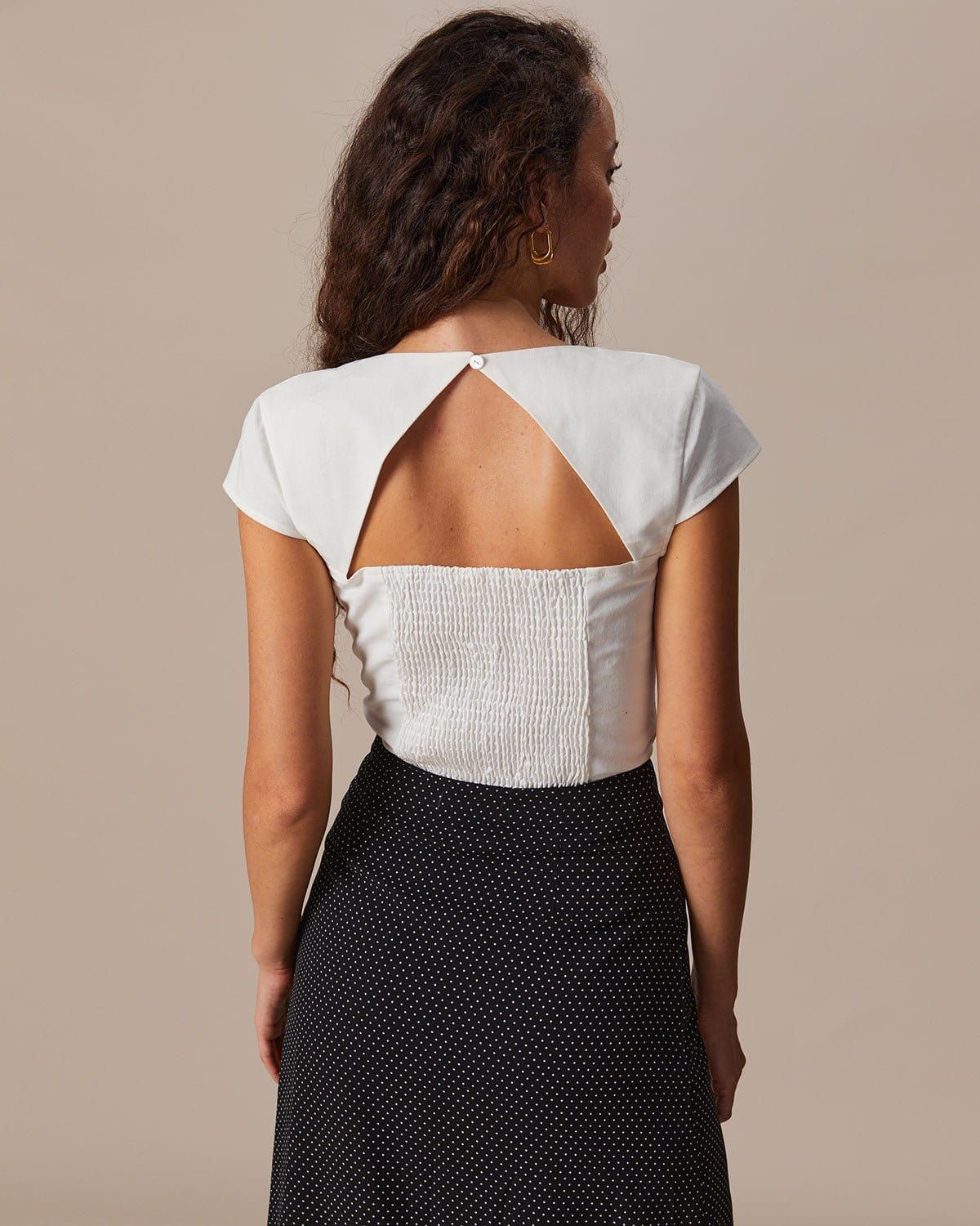 The White Square Neck Cap Sleeve Blouse sold by rihoas product image thumbnail 5