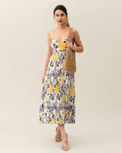 The Floral Backless Tie Strap Maxi Dress sold by rihoas