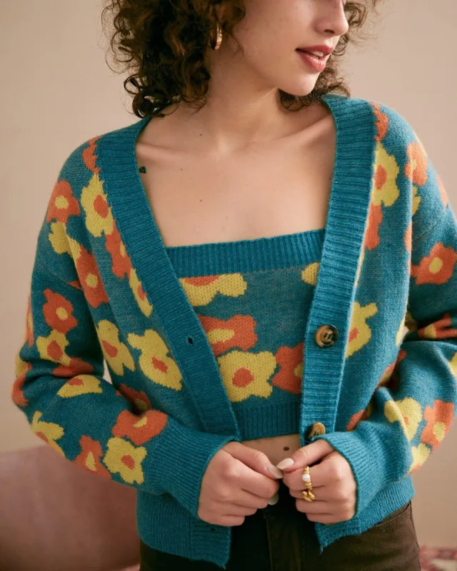 The Floral Cardigan and Cami Set sold by rihoas