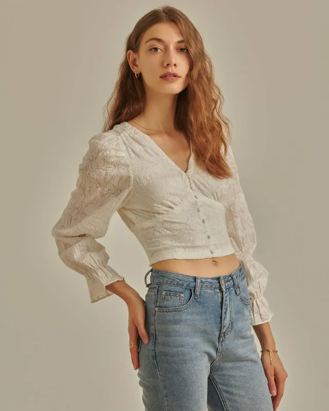 The Romance V-Neck Blouse sold by rihoas