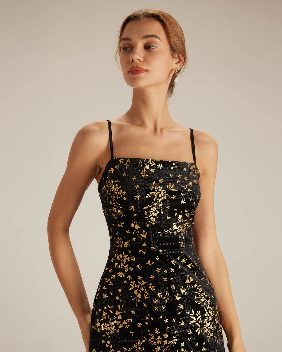 The Black Floral Sheath Slip Mini Dress sold by rihoas product image thumbnail 5