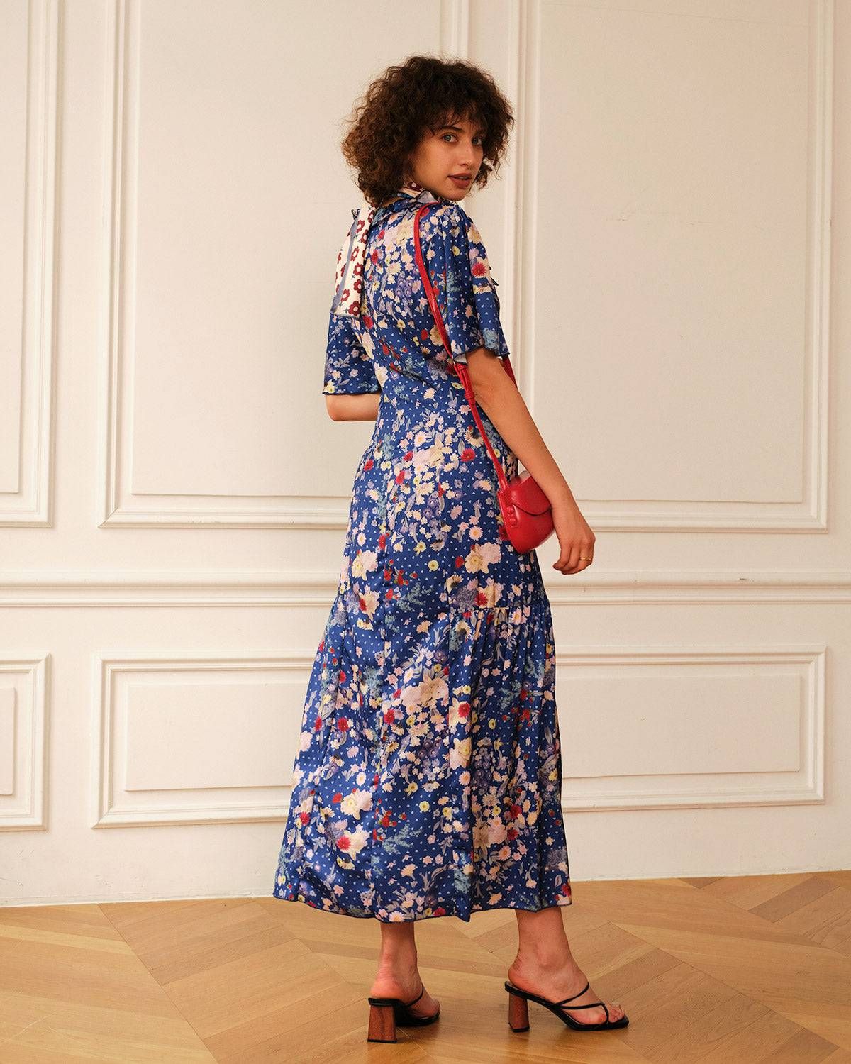 The Ruffle V Neck Maxi Dress sold by rihoas product image thumbnail 3