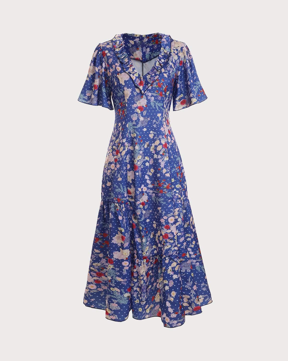 The Ruffle V Neck Maxi Dress sold by rihoas product image thumbnail 5