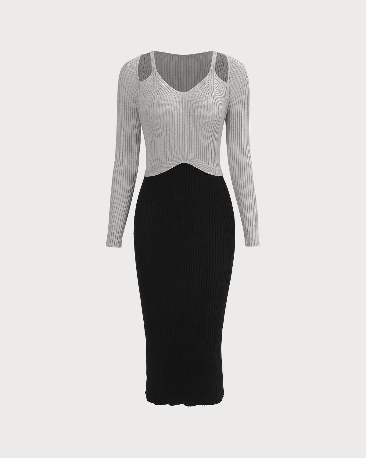 The Multi V Neck Patchwork Sweater Midi Dress sold by rihoas