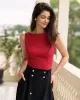 The Red Boat Neck Linen Tank Top sold by rihoas