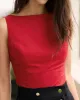 The Red Boat Neck Linen Tank Top sold by rihoas