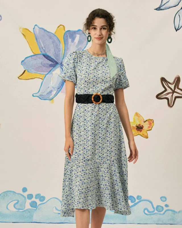 The Ruffle Backless Floral Midi Dress sold by rihoas