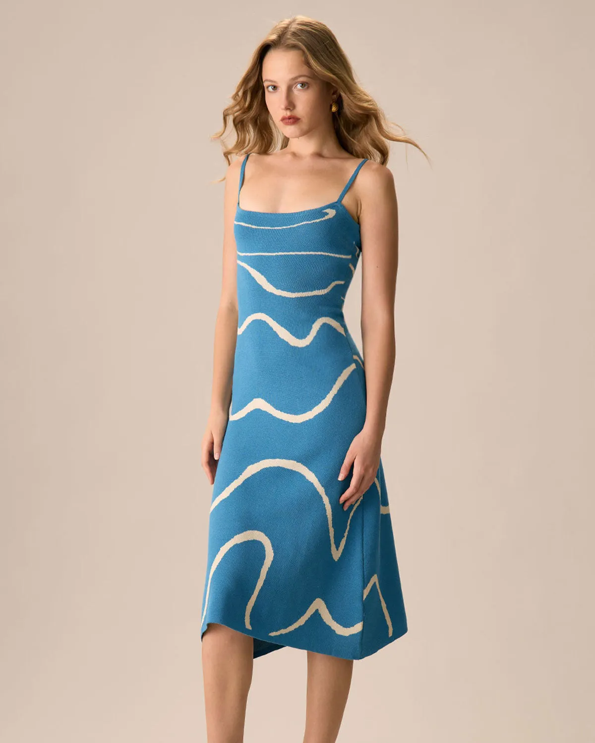 The Blue Wave Mermaid Hem Knit Midi Dress sold by rihoas product image thumbnail 3