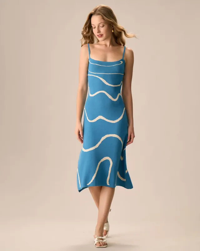 The Blue Wave Mermaid Hem Knit Midi Dress sold by rihoas